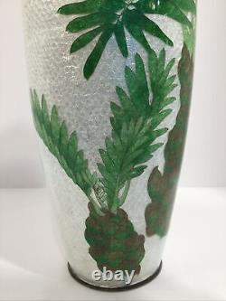 12 FINE Antique Japanese Meiji Signed Ginbari Cloisonné Palm Vase