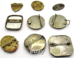 19th century Fine Japanese Gilt Satsuma Porcelain Belt Buckle Hand Painted Pins