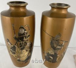 2 Fine. Antiques Gil bronze? Vase Early Japanese? Dynasty Gold painting