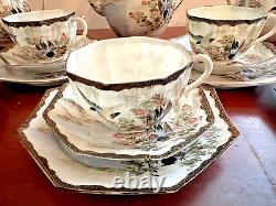 30 Pc Antique Artist Signed Fine Eggshell Japanese Porcelain Tea Set For 6 Pot
