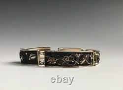 A Fine Taisho Era Gilt Silver Shakudo Decorated Japanese Bracelet