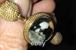 Antique 18ct Gold Essex crystal, Japanese Chin/King Charles Toydog Spaniel Brooch