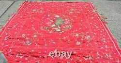 Antique Extremely Fine Japanese/Chinese Silk Embroidery Table/Bed Cloth