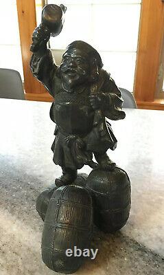 Antique FINE Metal Casting Japanese Statue/Sculpture Daikokuten Seven Lucky Gods