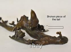 Antique Fine Chinese Japanese Bird on Blooming Branch Bronze Sculpture Ornament