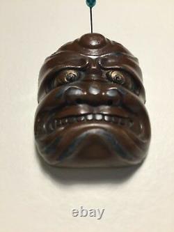 Antique, Fine Details, Japanese/Japan Bronze, Netsuke Mask (Mennetsuke) Obeshimi