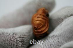 Antique Fine Japanese Carved Boxwood Netsuke 2 BAT Signed A27