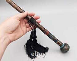Antique Fine Japanese Chinese Cloisonne Cane Walking Stick Parisol Handle Head