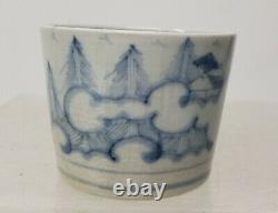 Antique Fine Japanese Chinese Underglaze Blue and White Cup Dish Bowl Clouds