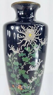 Antique Fine Japanese Cloisonne Enamel Floral Vase Meiji Period As Is