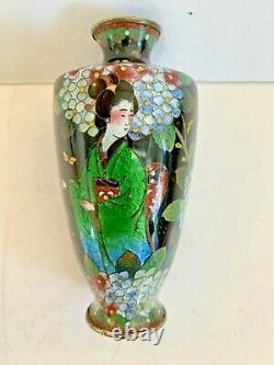 Antique Fine Japanese Ginbari Cloisonne Geisha Vase