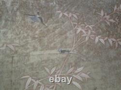 Antique Fine Old Chinese Or Japanese Painting Floral Landscape Birds Unusual Old