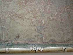 Antique Fine Old Chinese Or Japanese Painting Floral Landscape Birds Unusual Old