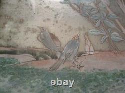 Antique Fine Old Chinese Or Japanese Painting Floral Landscape Birds Unusual Old