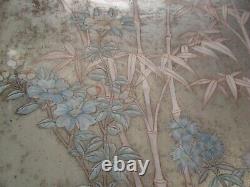 Antique Fine Old Chinese Or Japanese Painting Floral Landscape Birds Unusual Old