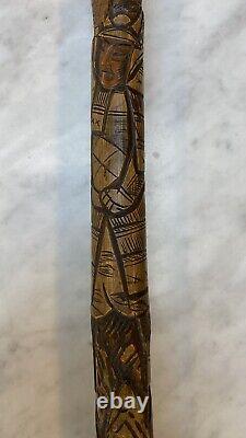 Antique Finely Carved Japanese Bamboo Dual Samurai Walking Stick / Cane