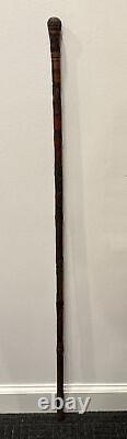 Antique Finely Carved Japanese Mother And Child Bamboo Walking Stick / Cane