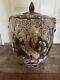 Antique Finely Detailed Japanese Meiji Period Satsuma Urn Jar With Lid Scenery