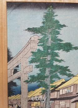 Antique Hiroshige Japanese Woodblock Print Shiba Miyanoshita Fine Laid Down