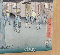 Antique Hiroshige Japanese Woodblock Print Shiba Miyanoshita Fine Laid Down