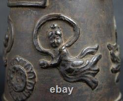 Antique Japan Buddhist bronze bell 1800 fine lost wax craft Tegno