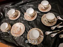 Antique Japanese Coffee Tea Set Mugs Cups Service Gilding Fine Porcelain 6pcs