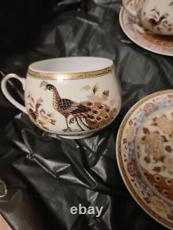 Antique Japanese Coffee Tea Set Mugs Cups Service Gilding Fine Porcelain 6pcs