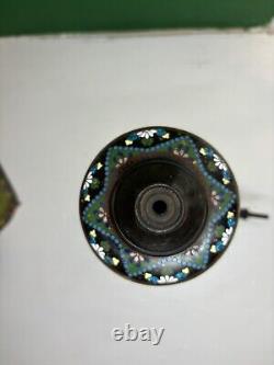 Antique Japanese Fine Cloisonné Lamp/Lantern Base with foil (ginbari) elements