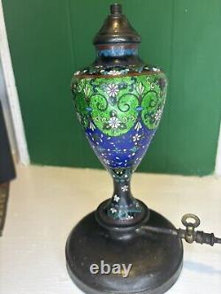 Antique Japanese Fine Cloisonné Lamp/Lantern Base with foil (ginbari) elements