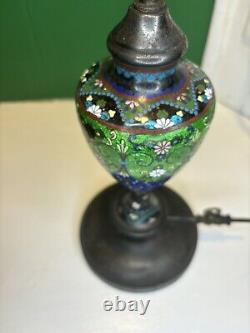 Antique Japanese Fine Cloisonné Lamp/Lantern Base with foil (ginbari) elements