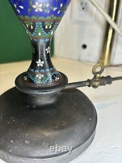 Antique Japanese Fine Cloisonné Lamp/Lantern Base with foil (ginbari) elements