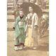 Antique Japanese Hand-colored Large Fine Art Scroll Geisha, Cherry Blossoms