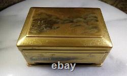 Antique Japanese Lacquerware Box Finely Hand Painted. Signed on Base