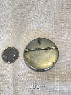 Antique Japanese Satsuma Gold Dragon 1 3/4 Brooch Pin Button Fine Silver
