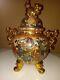 Antique Japanese Satsuma Moriage Tripod Koro Censer With Lid Gold Dragon Handles