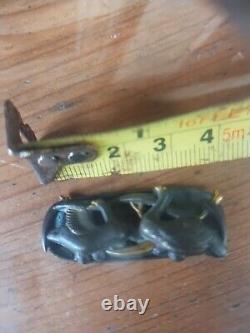 Antique Japanese Shakudo Bronze Metal Scene Pin or Brooch Two Geese