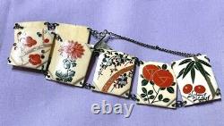 Antique Japanese Shibayama Art Sterling Bracelet