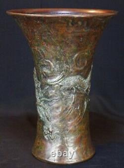 Antique Japanese bronze Kabin sculpture vase 1890s Japan fine art