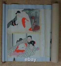 Antique Japanese fine Shunga erotic art silk painting 1880s Japan original