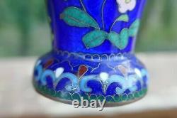 Antique Meiji Period Japanese Cloisonné Covered Urn 5.5 Tall very fine work