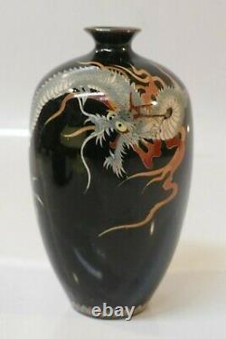 Antique Meiji Period Japanese Fine Cloisonné Vase 3 Toe Dragon Design