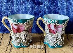 Antique Meiji Period Japanese Signed Tashiro Fine Porcelain Tea Cups
