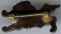 Antique Menuki Japan Fine Gold Shishi Foo Dog Lion Pin Brooch