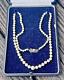 Antique Mikimoto Graduating Japanese Akoya Pearl Necklace Sterling Clasp In Box