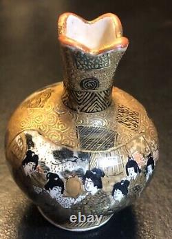 Antique Miniature Japanese Satsuma Vase Hand Painted Fine Quality Art Work