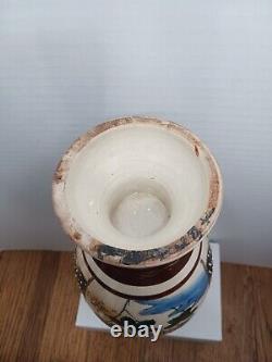 Antique Satsuma Japanese Foo Dog Handles Handpainted Vase 12. Fine detail VTG