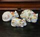 Antique Set Of 3 Japanese Kutani Sleeping Cat Porcelain Figurines Fine Detail