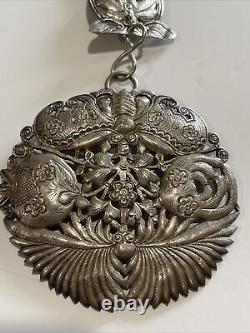 Antique Sterling Silver Necklace Pendant Fine Old Chinese Or Japanese Signed