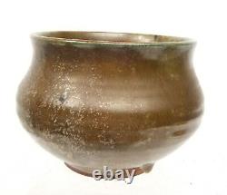 Antique Vintage Japanese Fine art Pottery Bowl Signed Green Tea Dust Glaze
