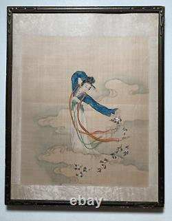 Antique Vintage Original Oil Old Painting Japanese/ Chinese Fine Work on Silk